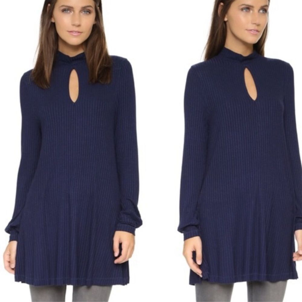 Free People Copa Banana Ribbed Tunic Navy Blue - Picture 9 of 9